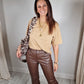 Lederlook broek - Bruin