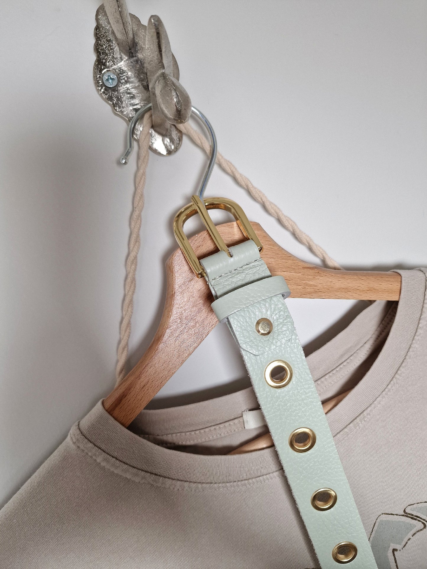 Leather belt - Mint green